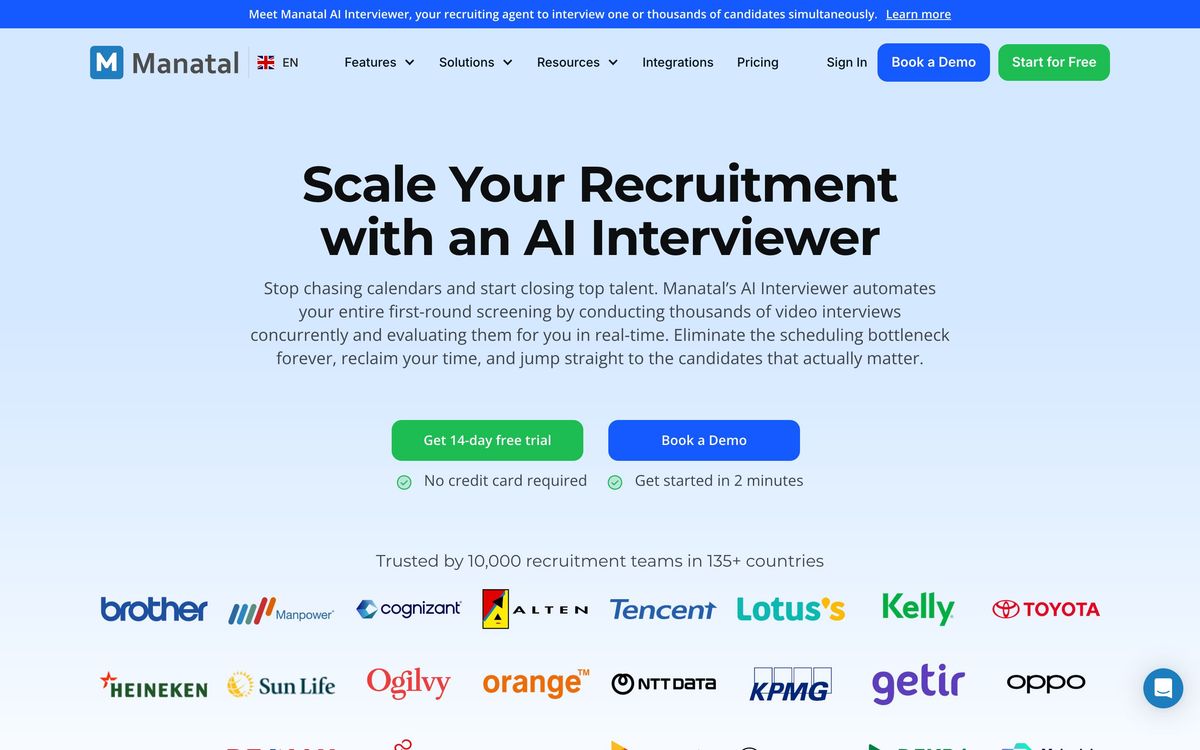 Manatal: how it works page screenshot