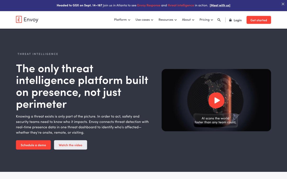 Envoy, features page screenshot