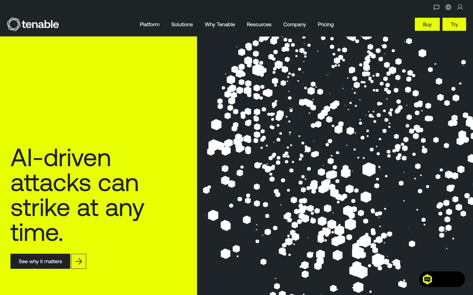 Tenable website, homepage