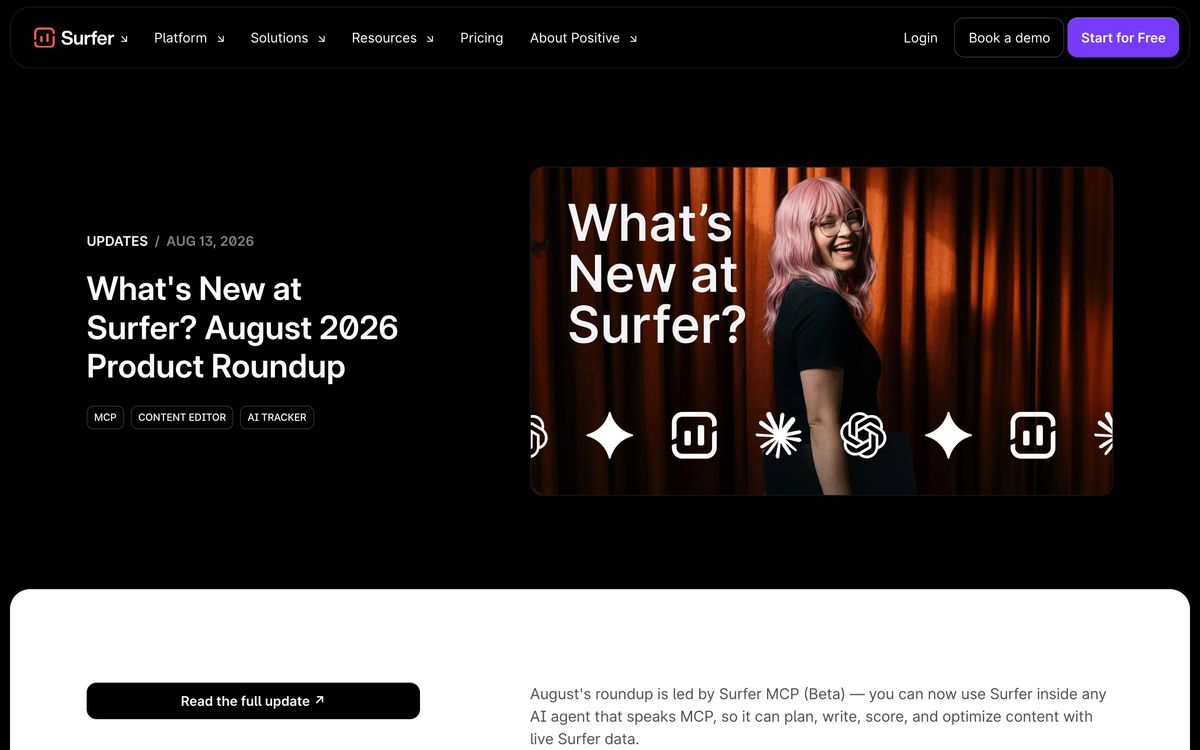 Surfer SEO, product page screenshot