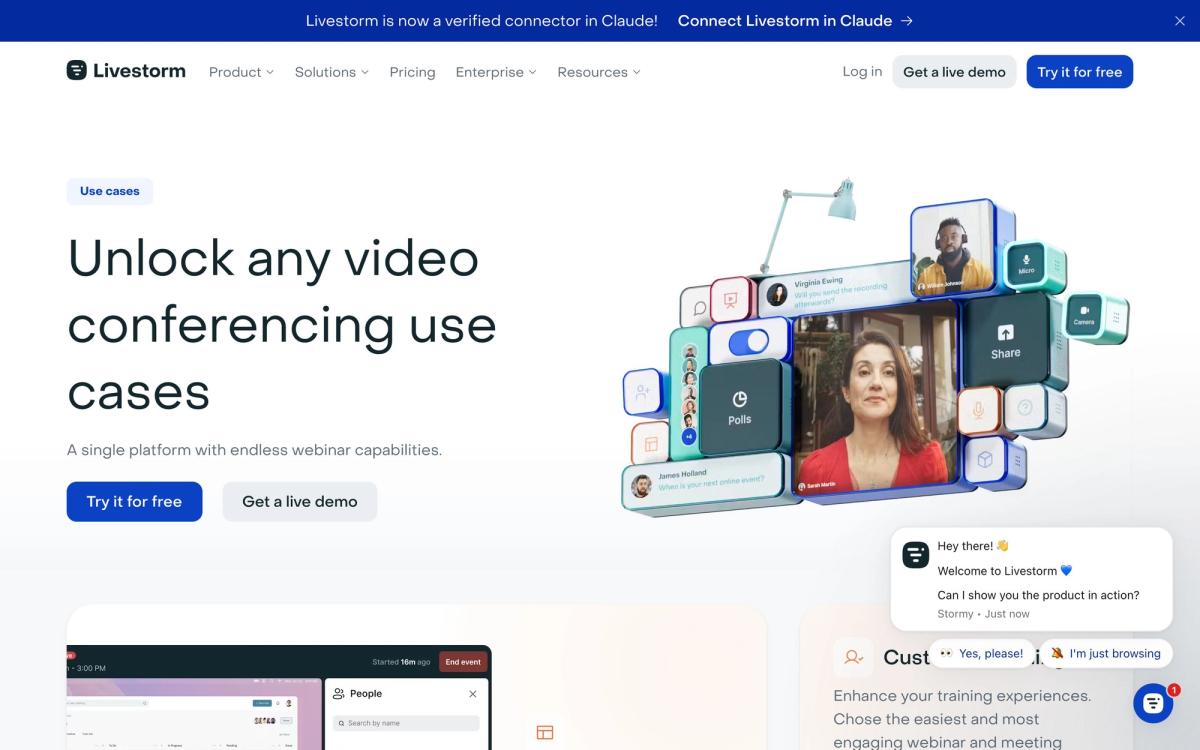 Livestorm, use cases page screenshot