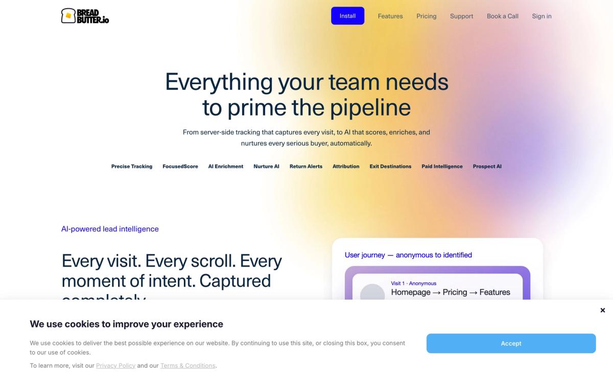 Bread & Butter, features page screenshot