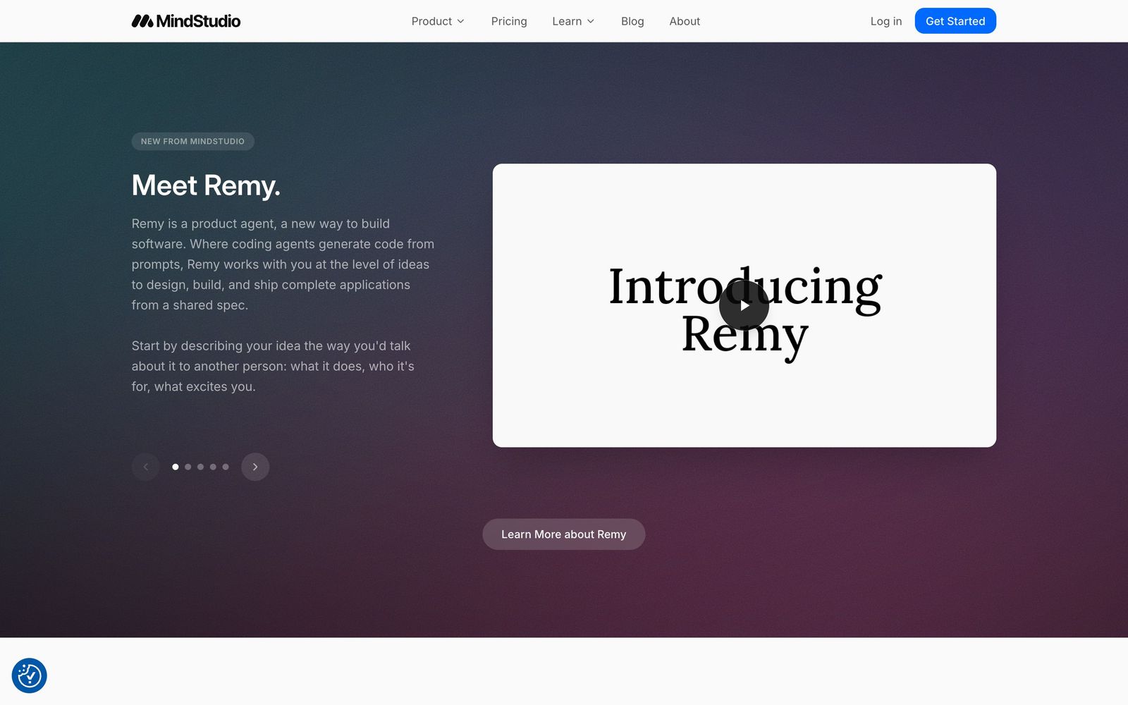 MindStudio website, homepage