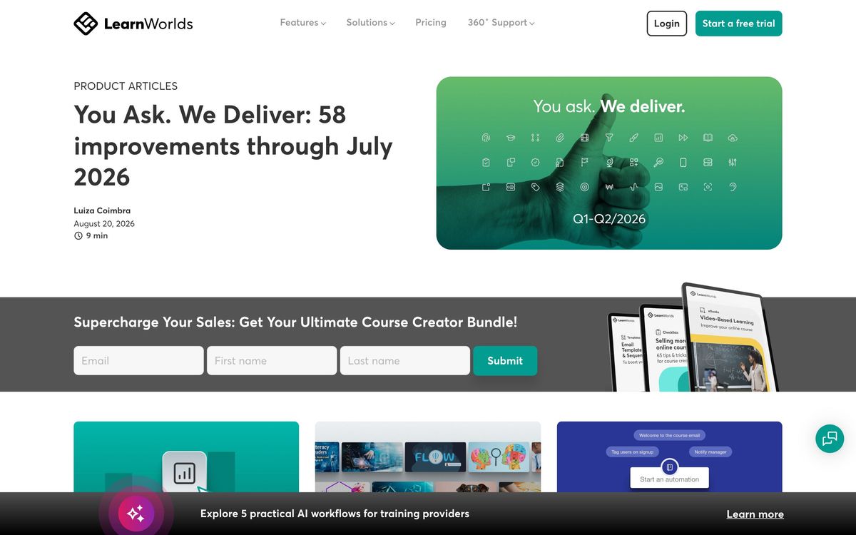 LearnWorlds, product page screenshot