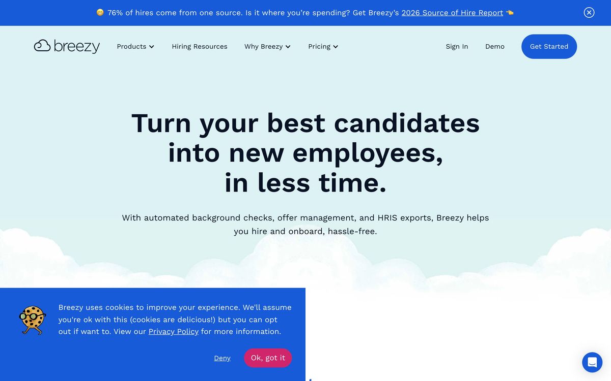 Breezy HR: integrations page screenshot