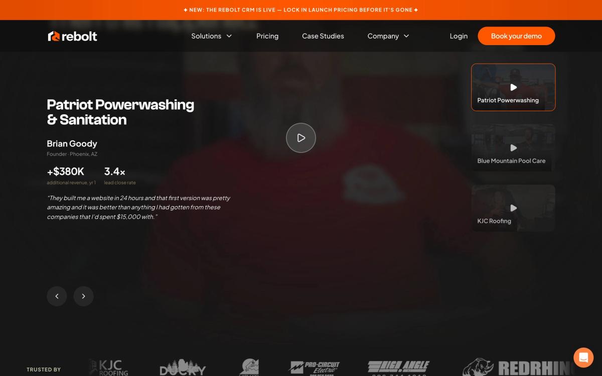 Rebolt: product overview page screenshot