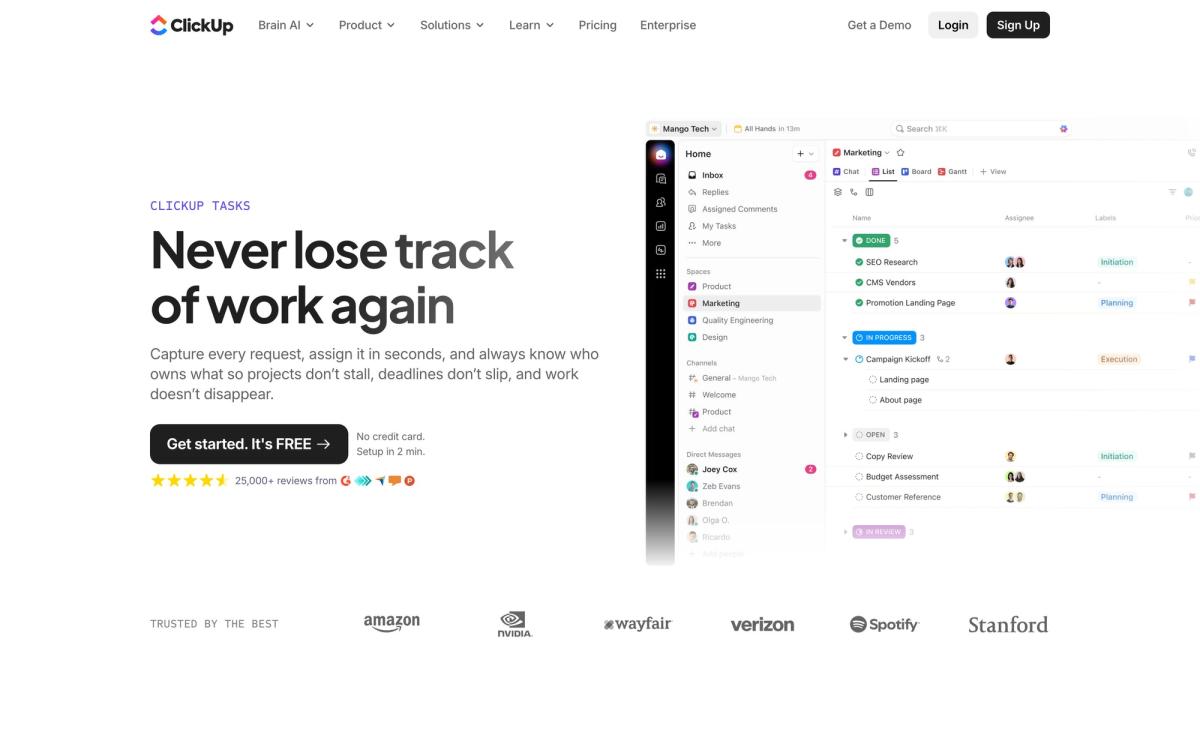 ClickUp: features page screenshot