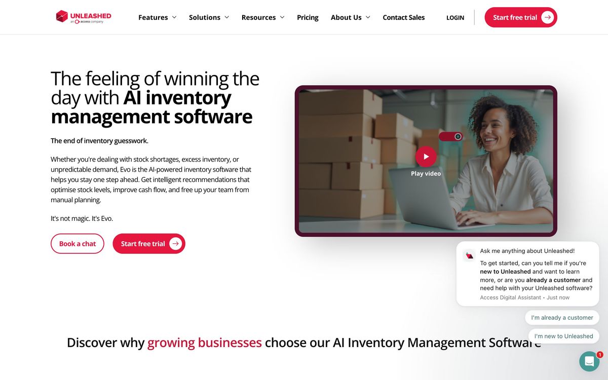 Unleashed Software, product page screenshot