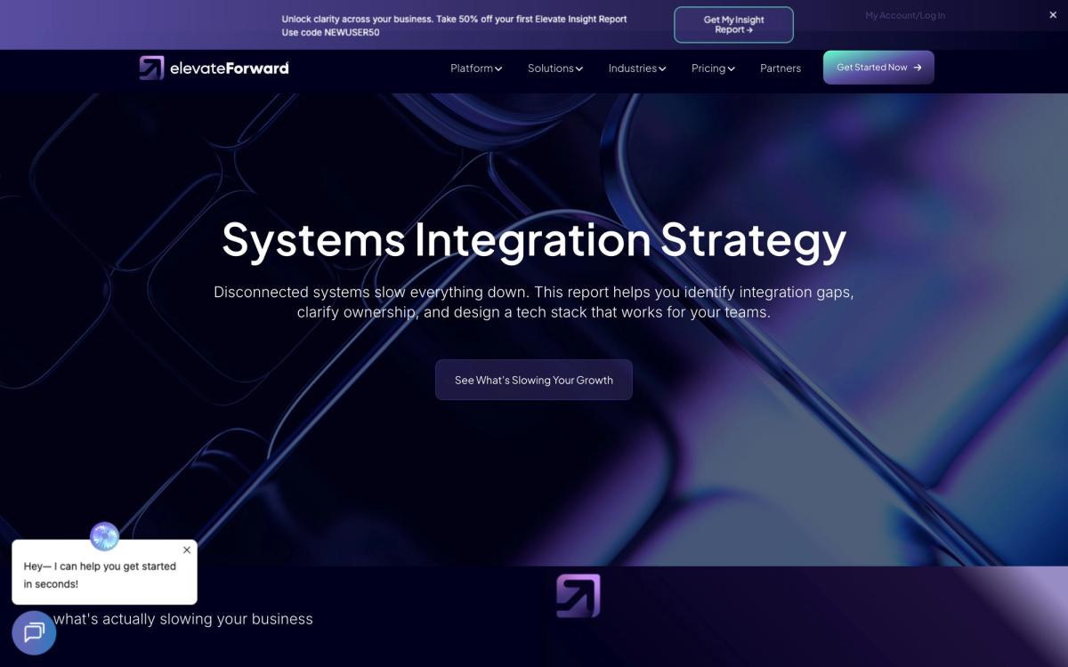 ElevateForward: integrations page screenshot