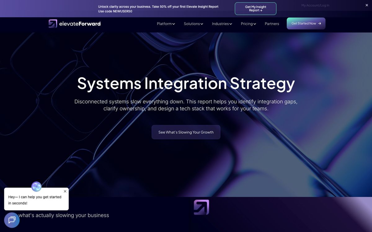 ElevateForward: integrations page screenshot
