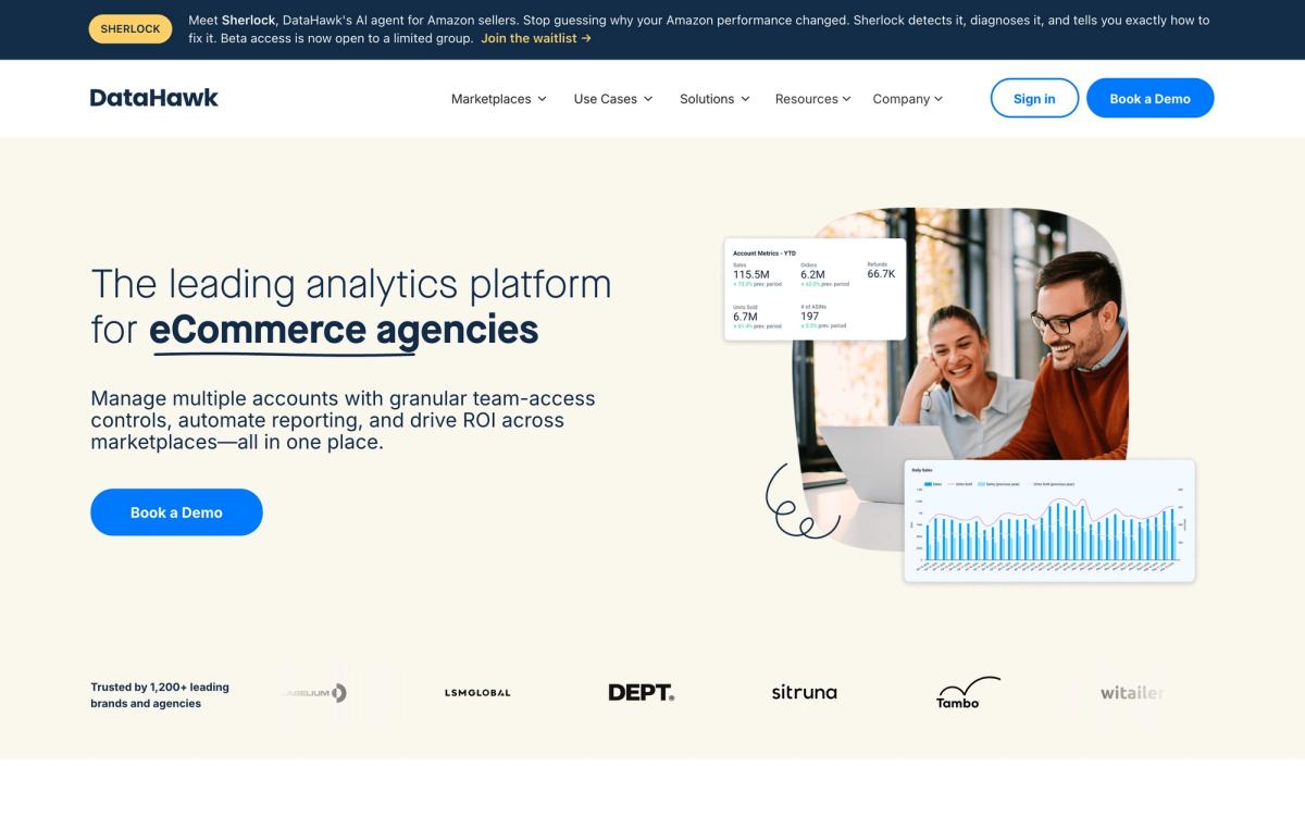 DataHawk: use cases page screenshot