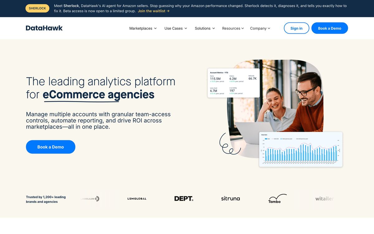 DataHawk: use cases page screenshot