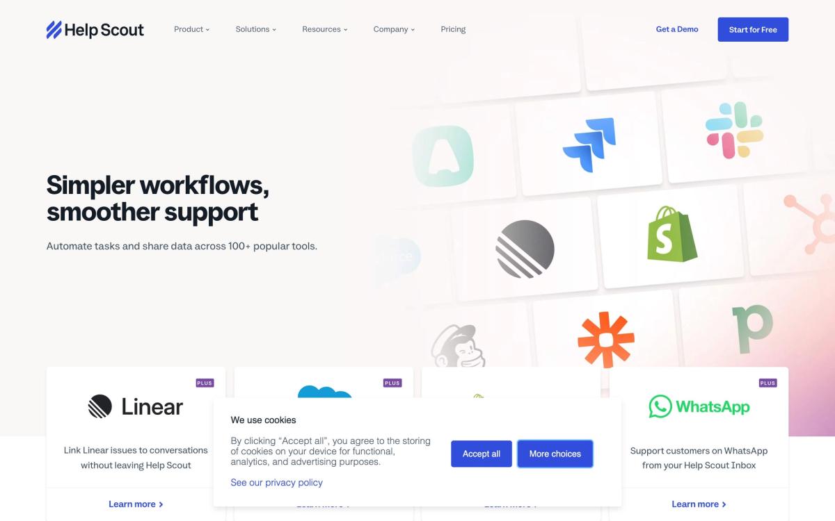 Help Scout, product page screenshot