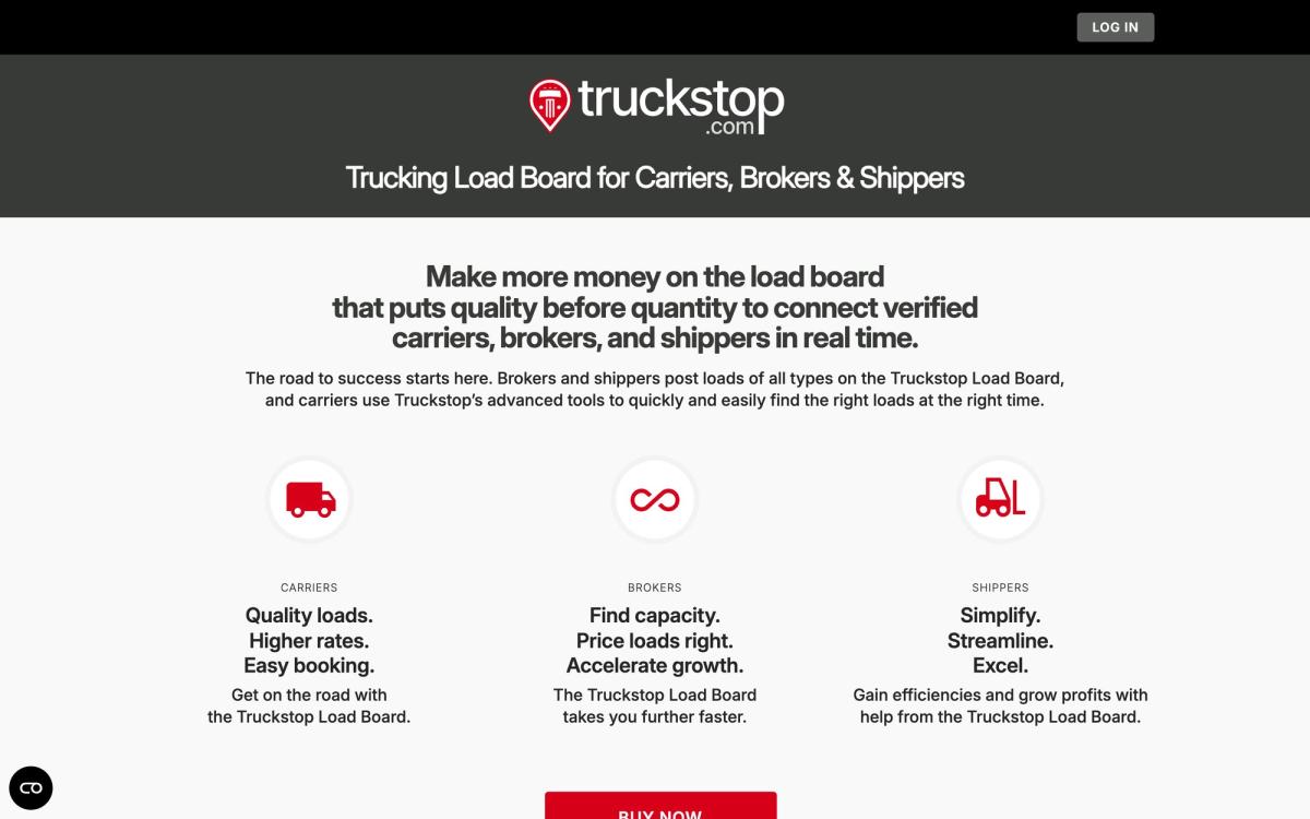 Truckstop, features page screenshot