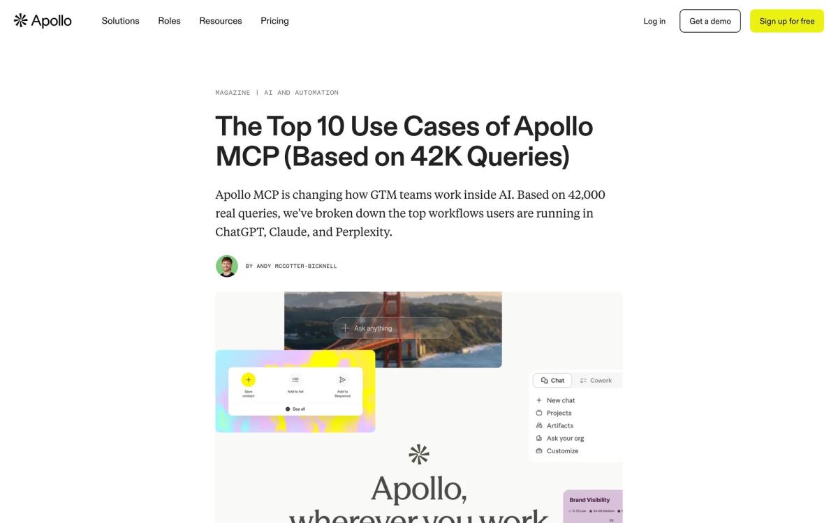 Apollo.io: use cases page screenshot