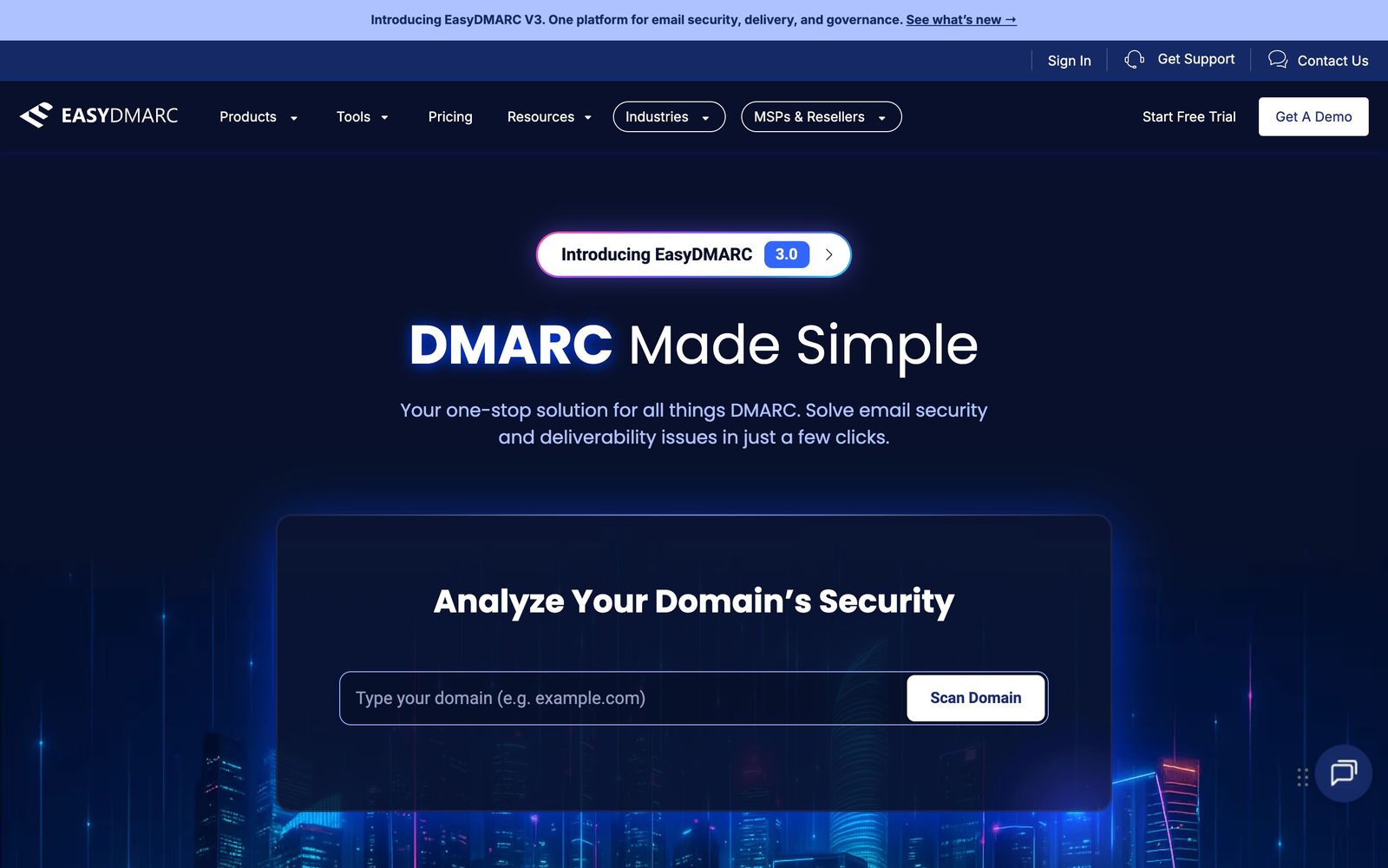 EasyDMARC website, homepage