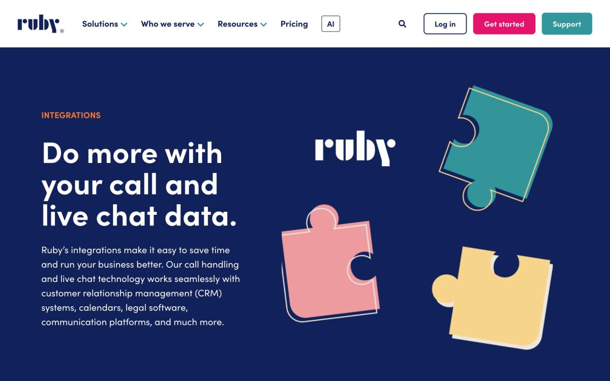 Ruby, integrations page screenshot