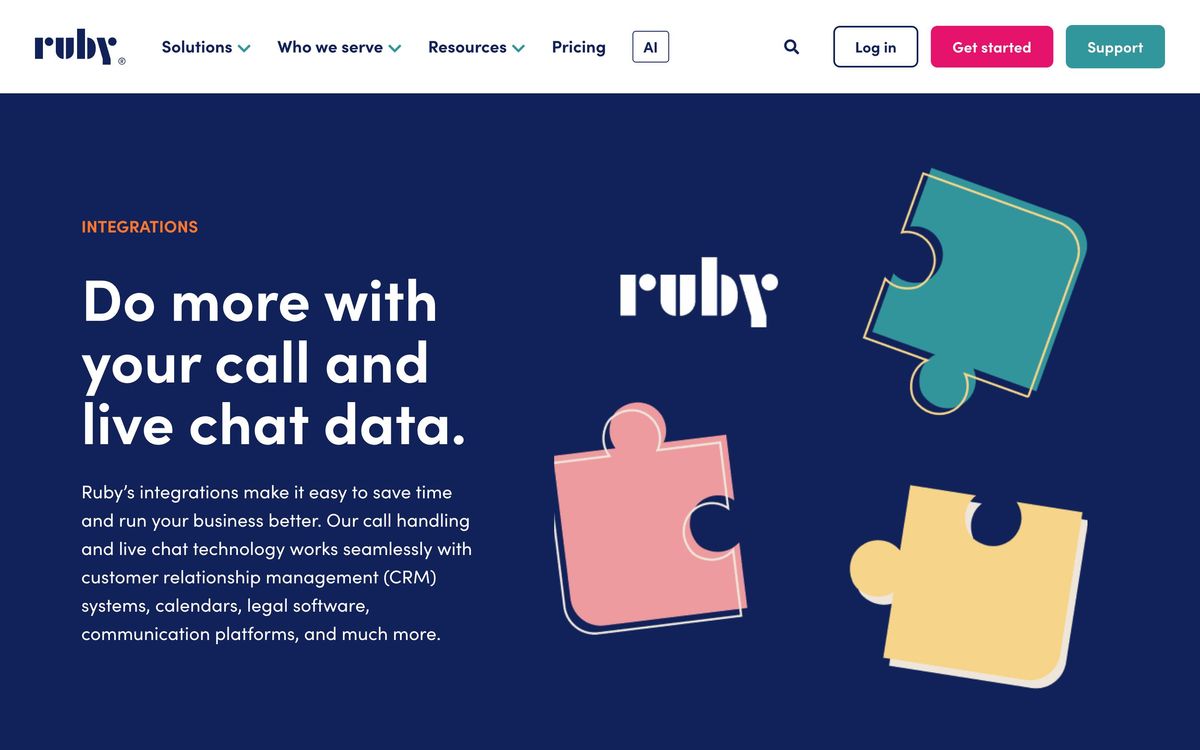 Ruby, integrations page screenshot