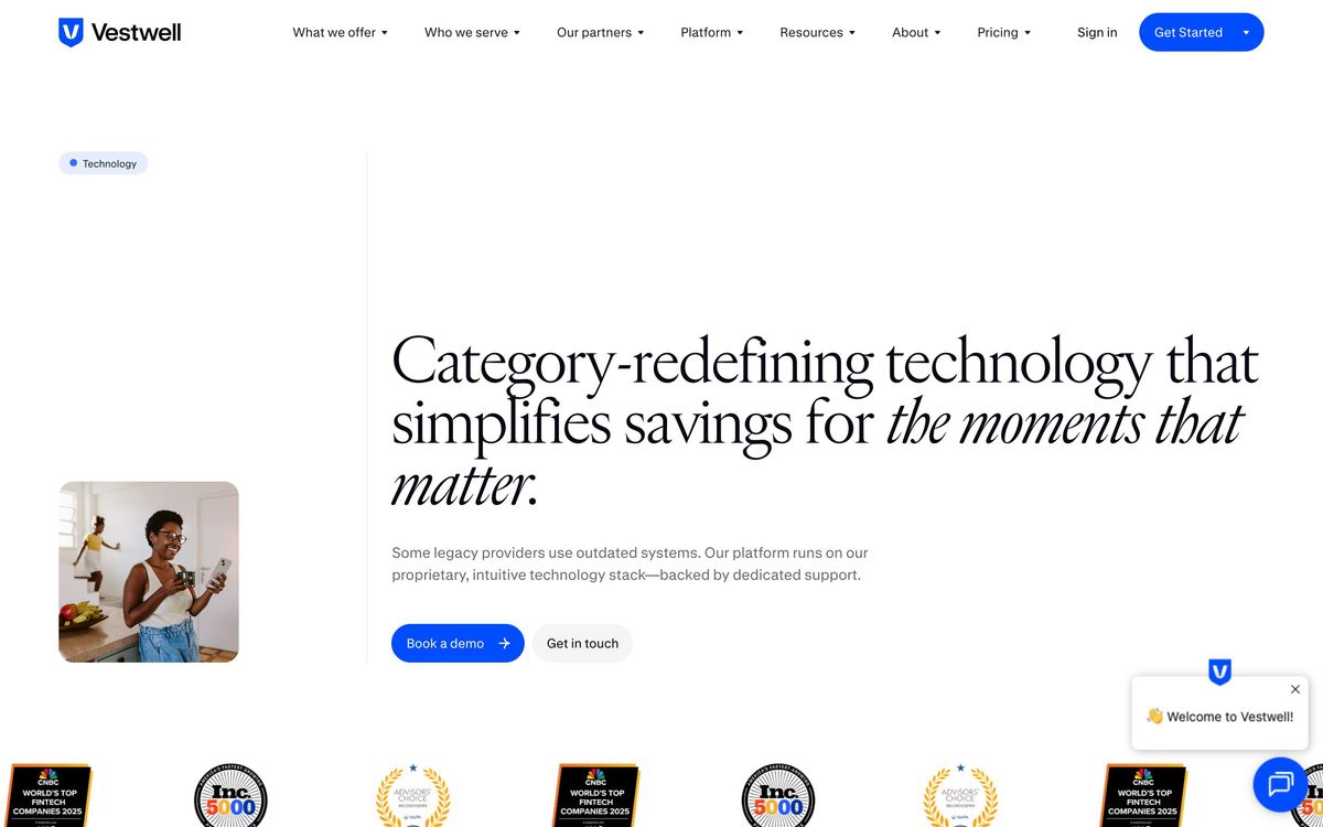 Vestwell, product page screenshot