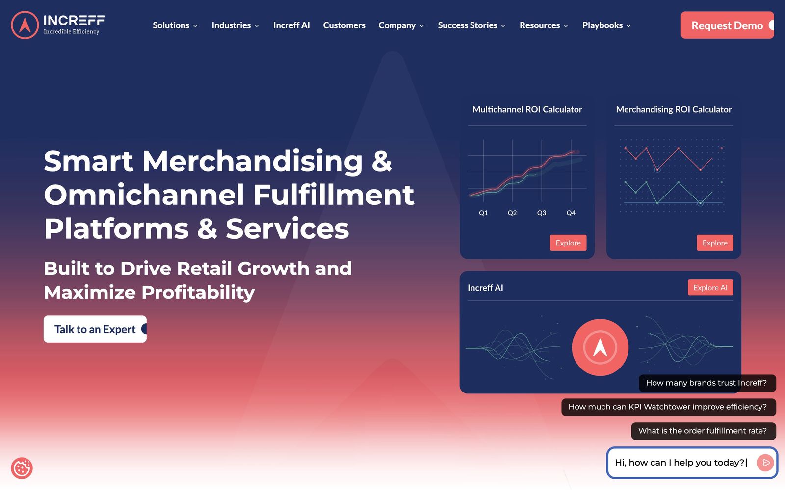 Increff website, homepage