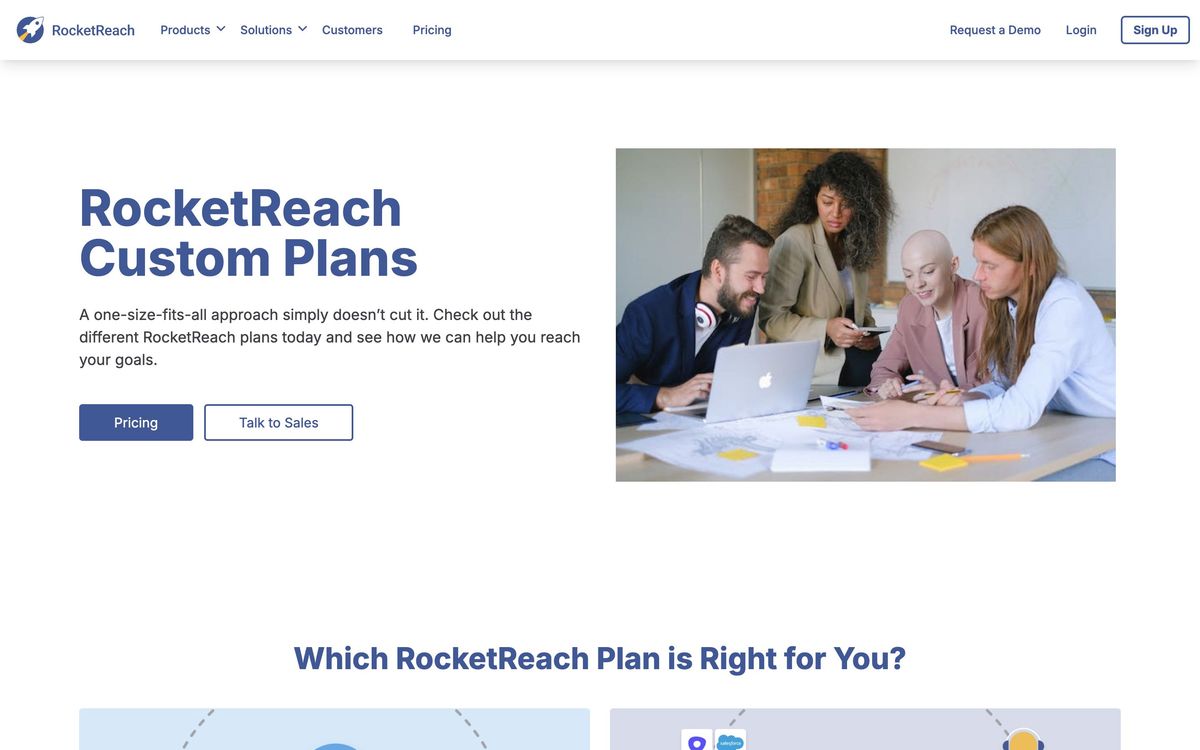 RocketReach: features page screenshot