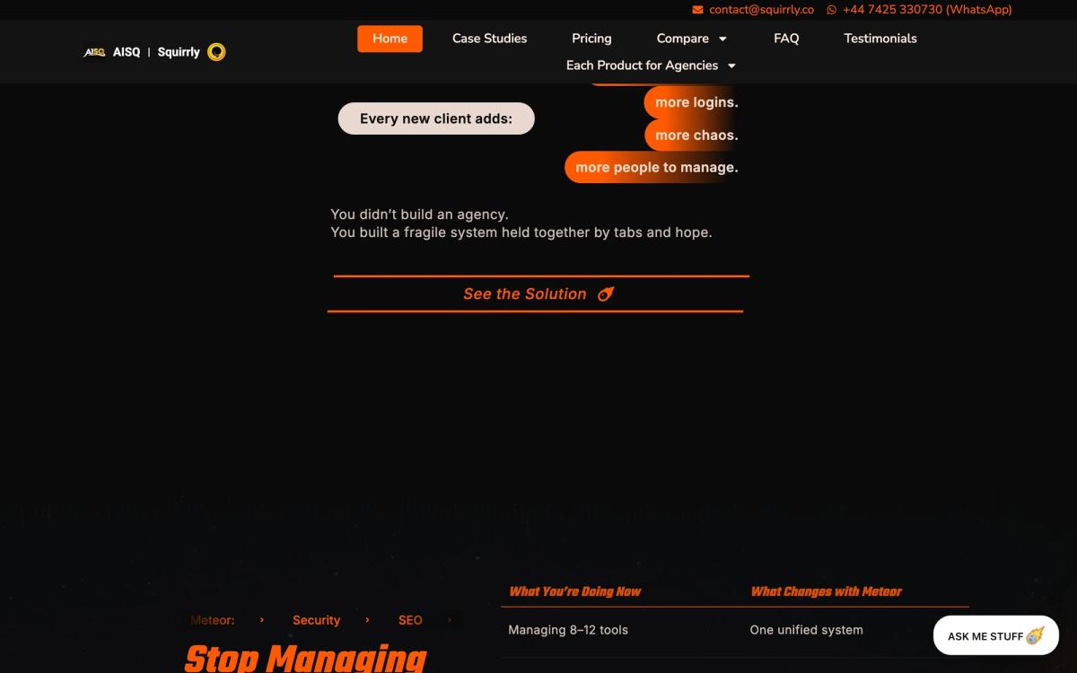 AISQ Meteor: product overview page screenshot