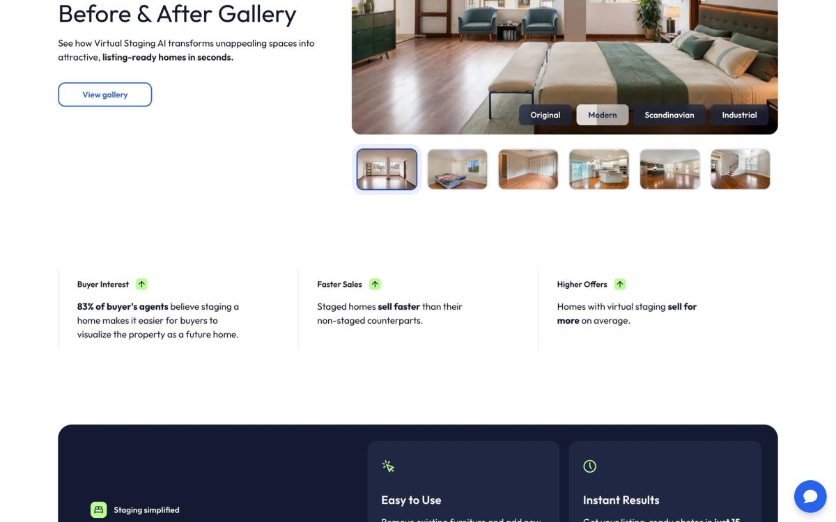 Virtual Staging AI: product overview page screenshot