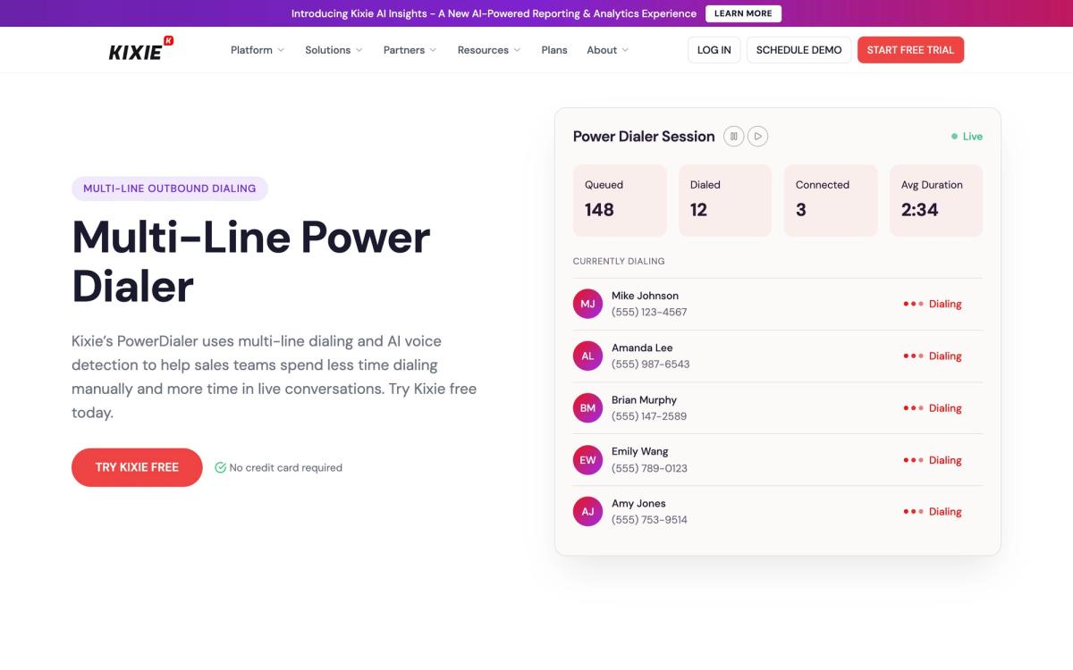 Kixie, features page screenshot