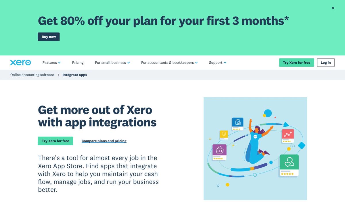 Xero: integrations page screenshot