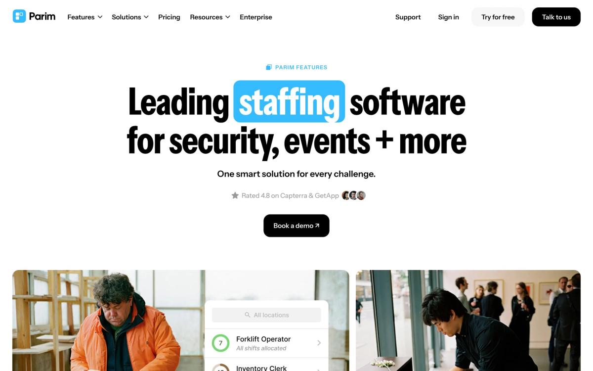PARiM, features page screenshot