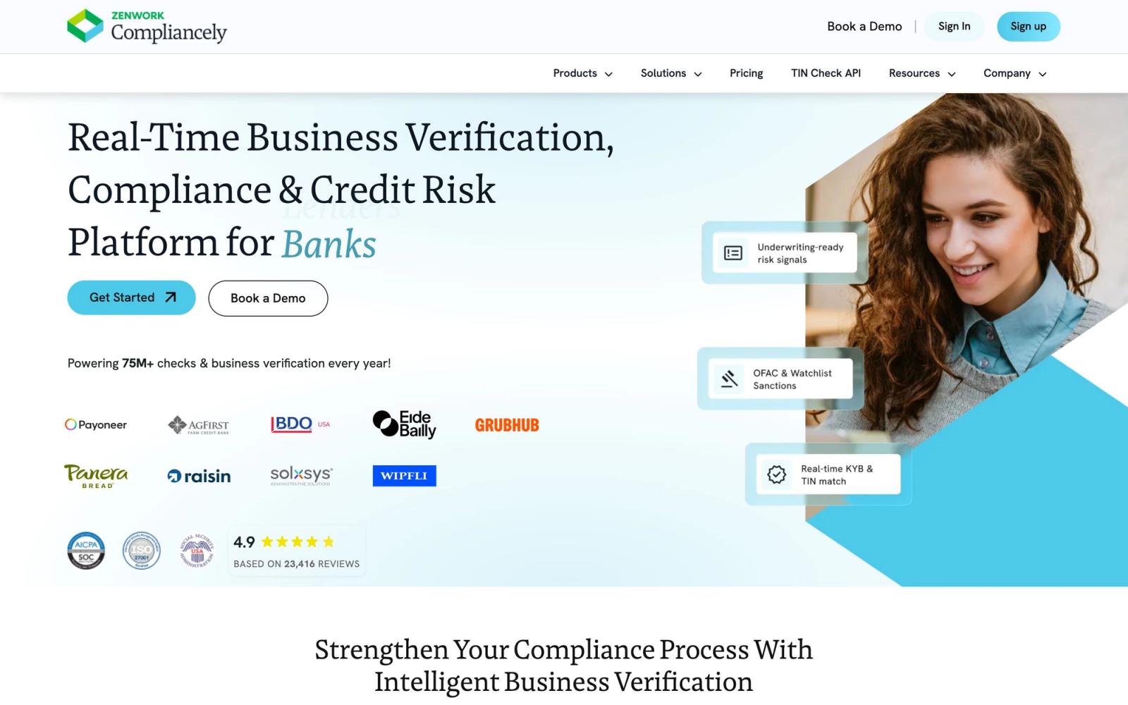 Compliancely website, homepage
