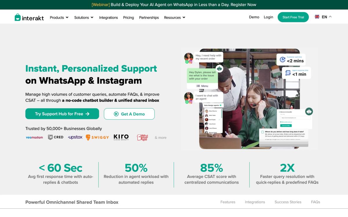 Interakt: product page screenshot