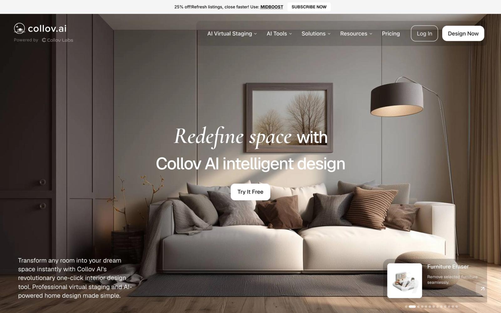 Collov AI website: homepage