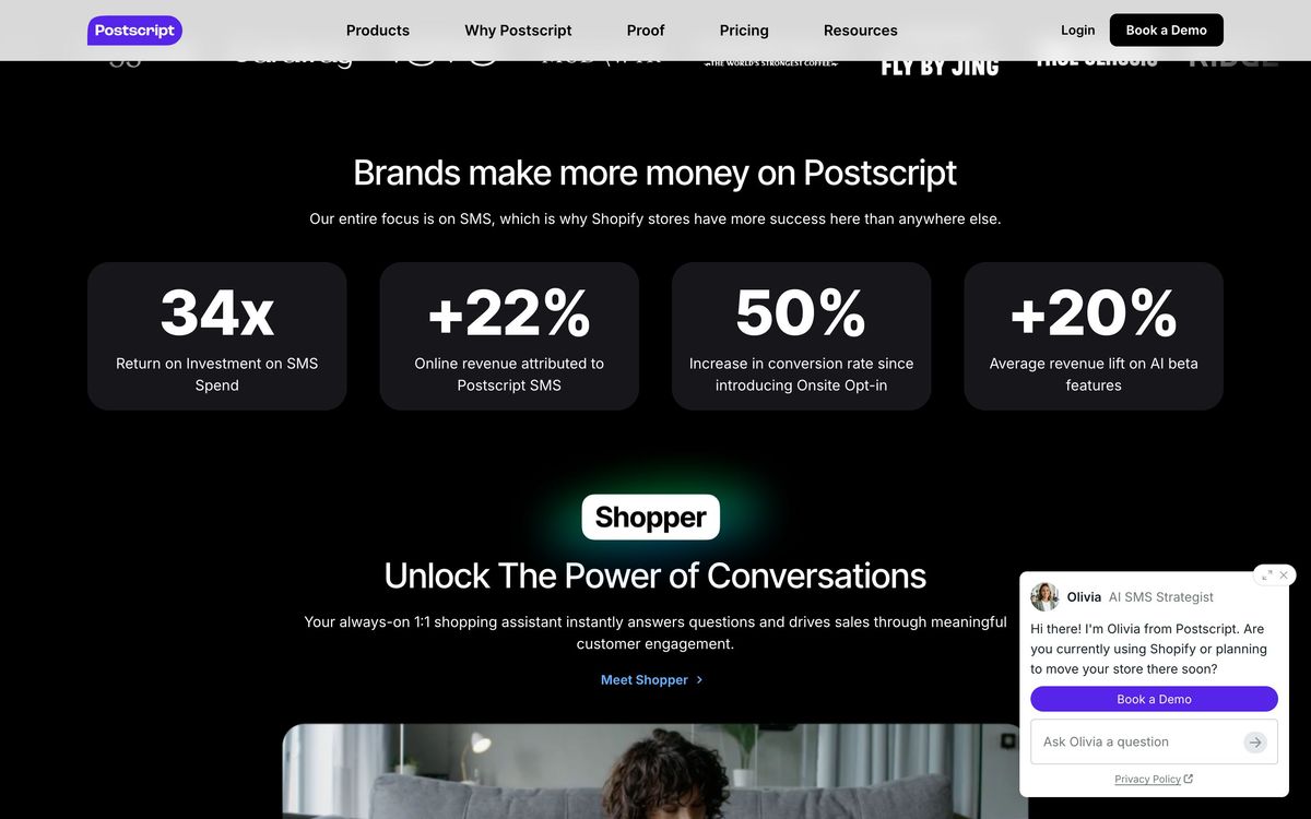 Postscript, product overview page screenshot