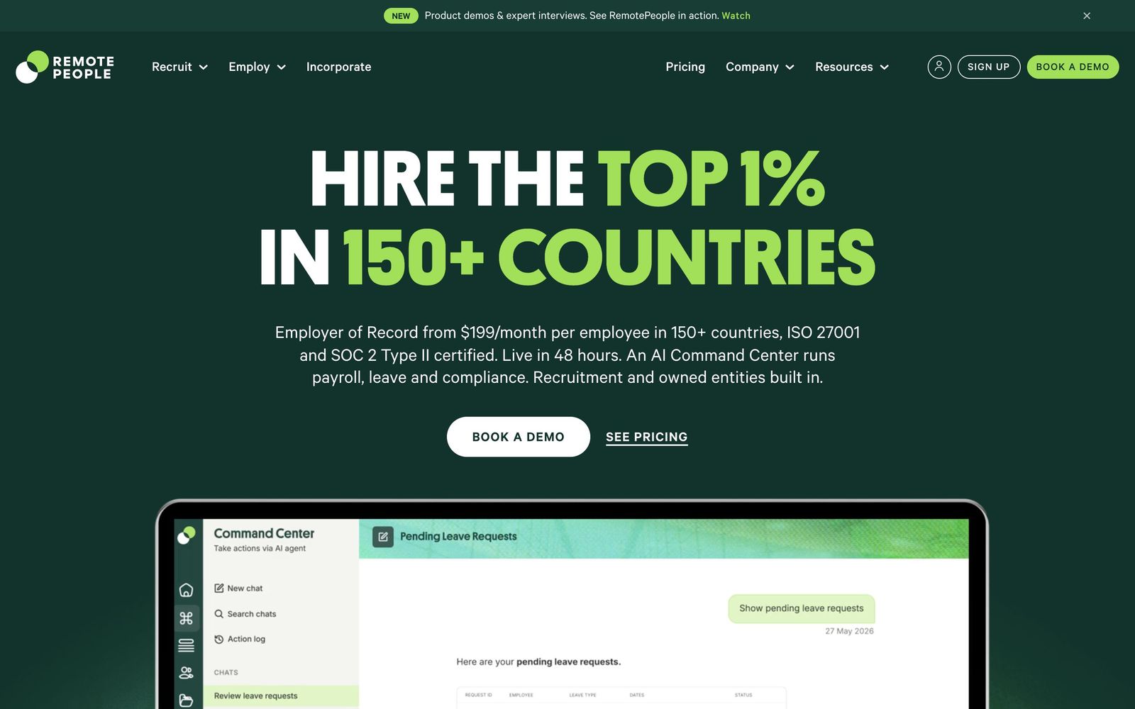 RemotePeople website, homepage