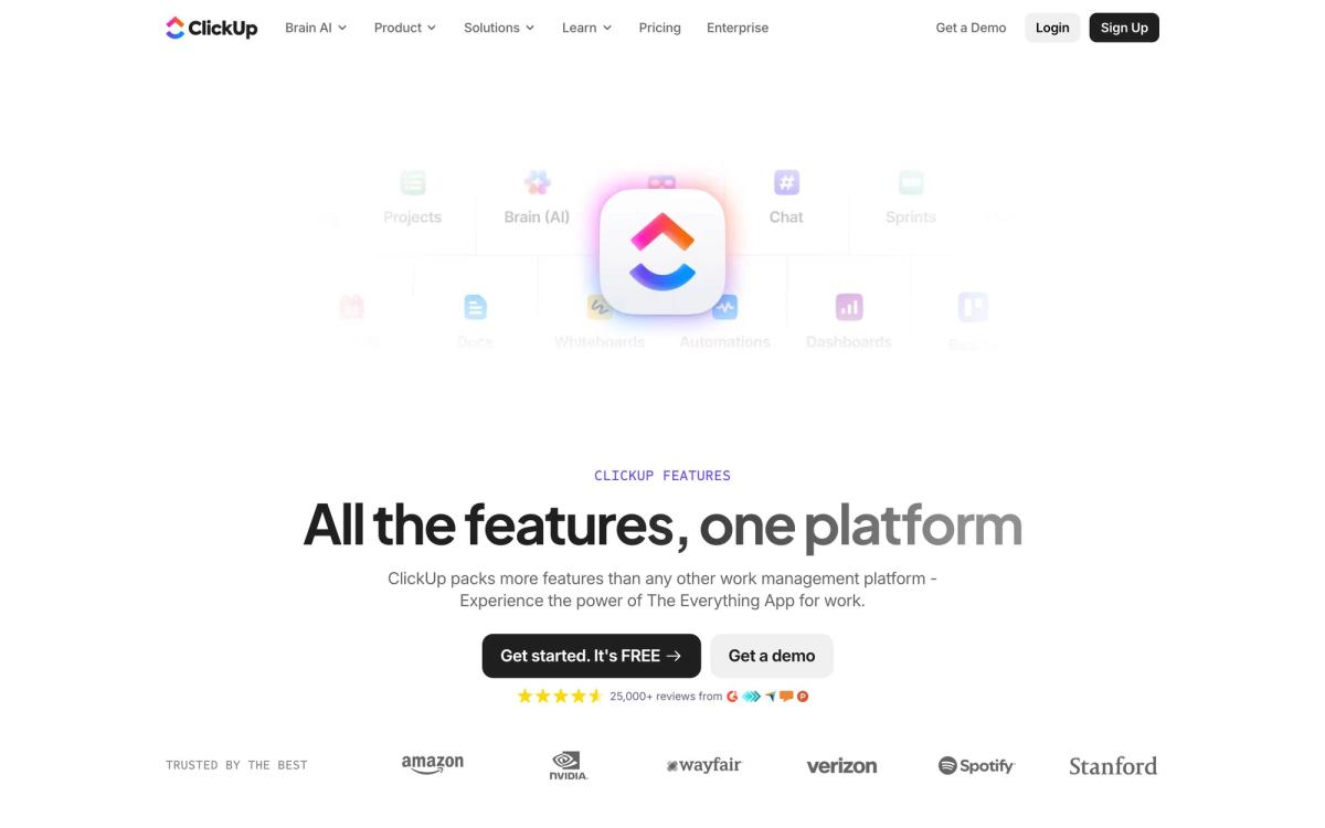 ClickUp: product page screenshot