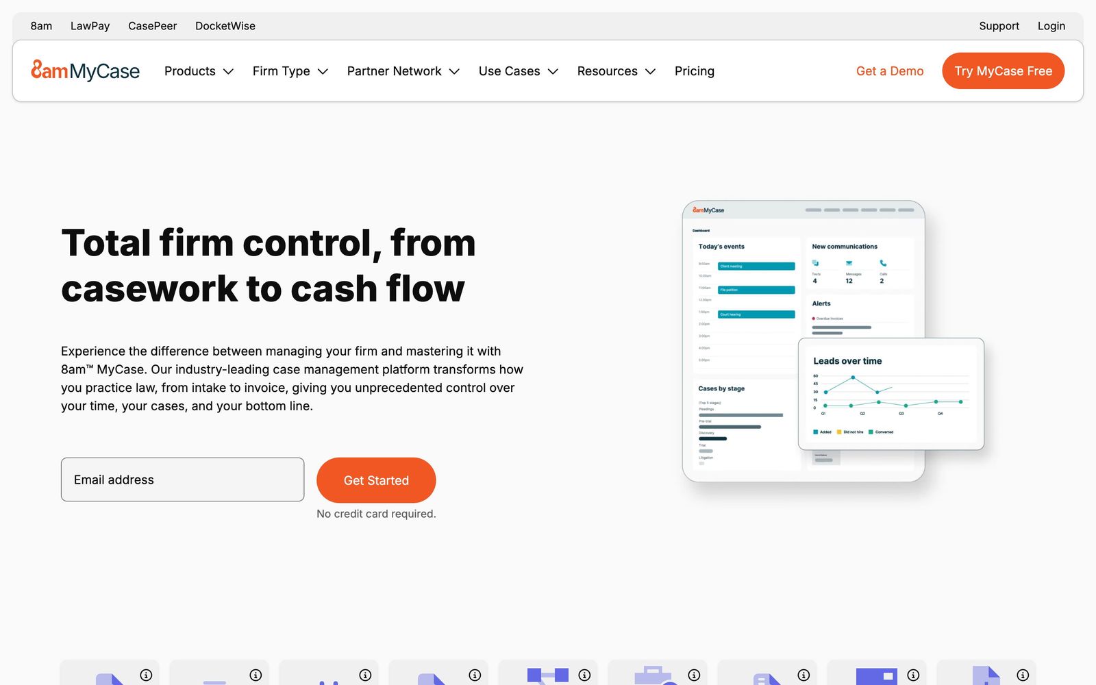 MyCase website, homepage