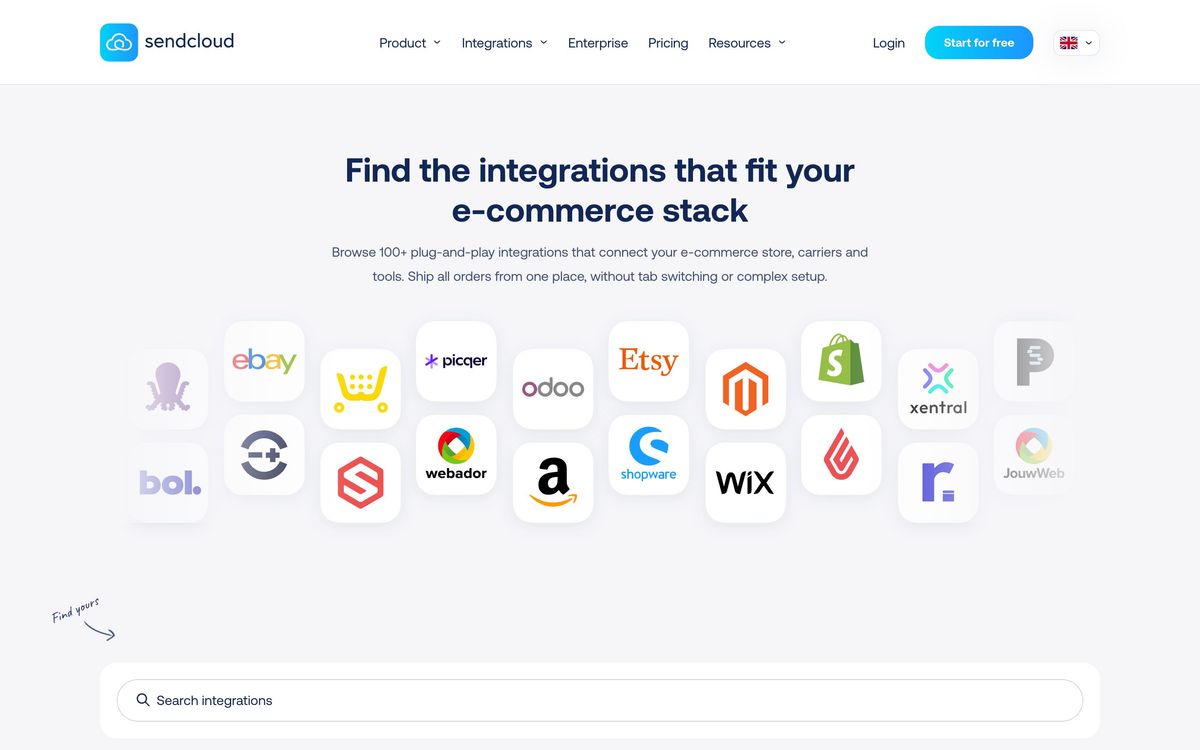 Sendcloud, product page screenshot
