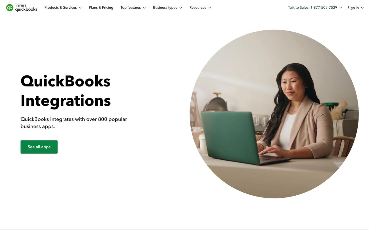 QuickBooks Online: integrations page screenshot
