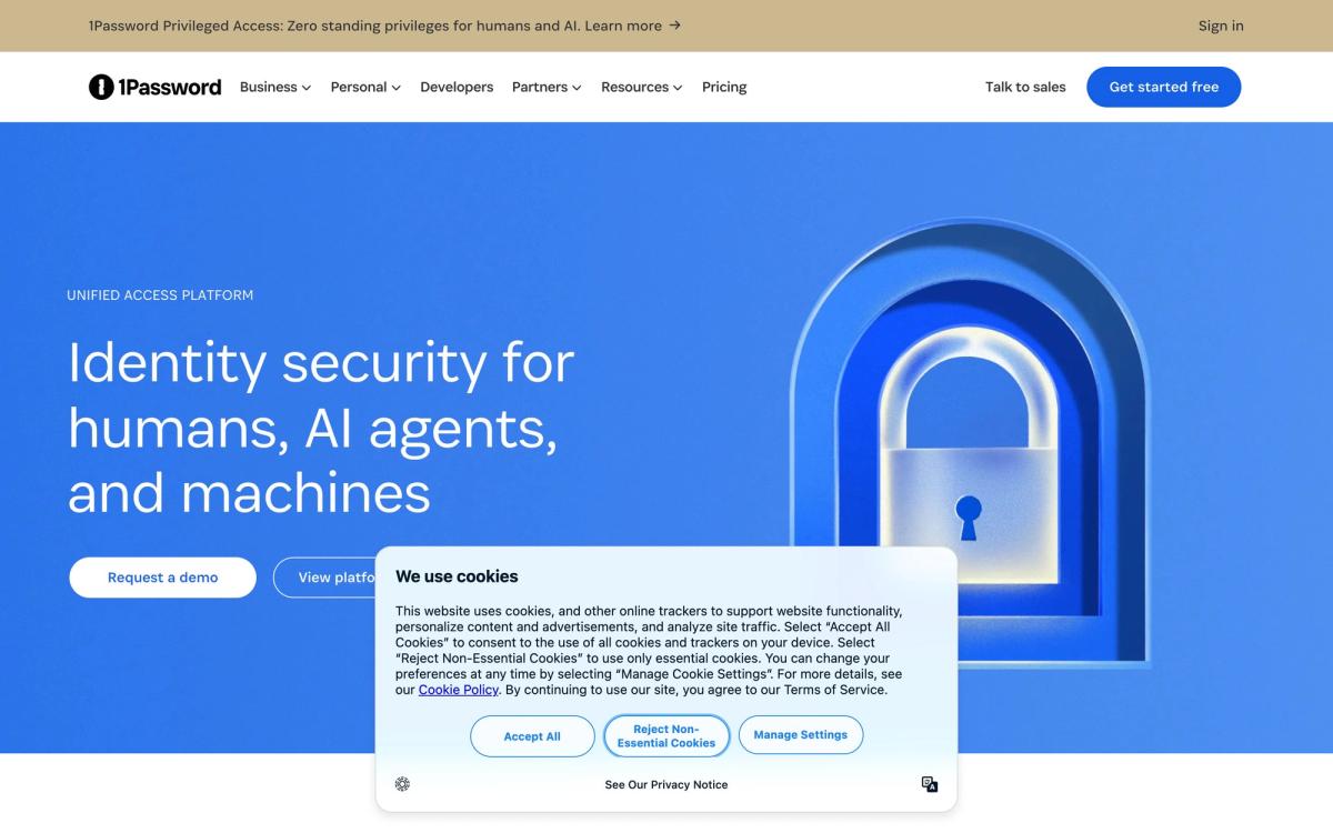 1Password, product page screenshot