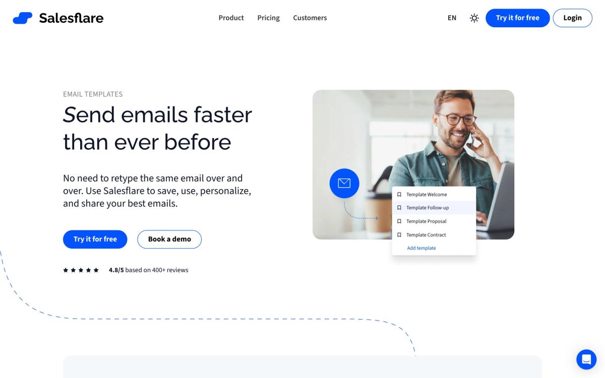 Salesflare, templates page screenshot