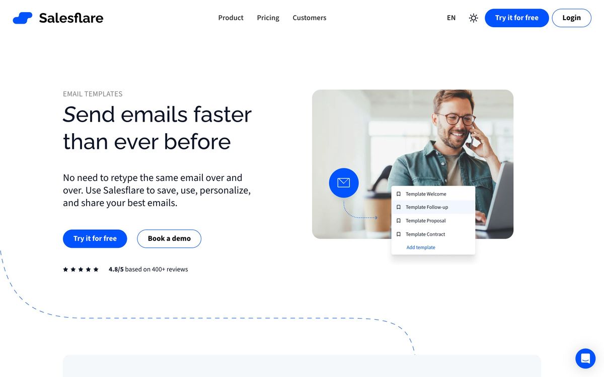 Salesflare, templates page screenshot