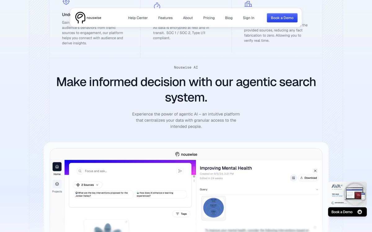 Nouswise, product overview page screenshot