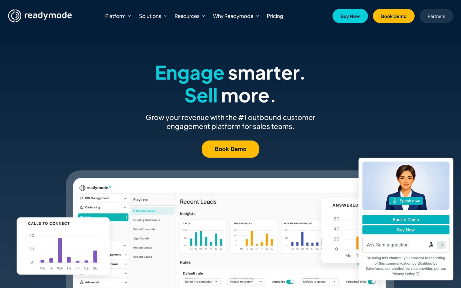 Readymode website, homepage