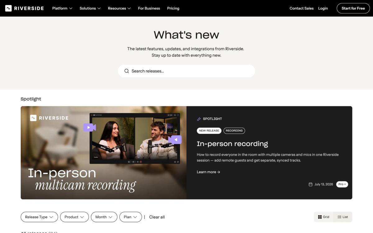 Riverside, product page screenshot