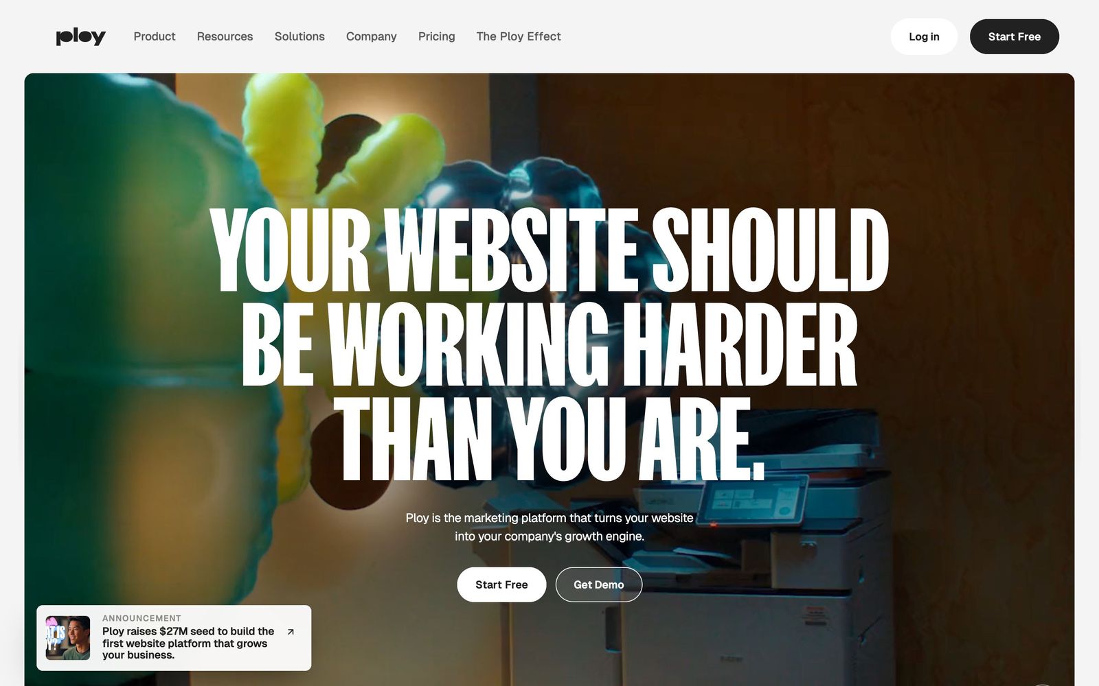 Ploy website, homepage