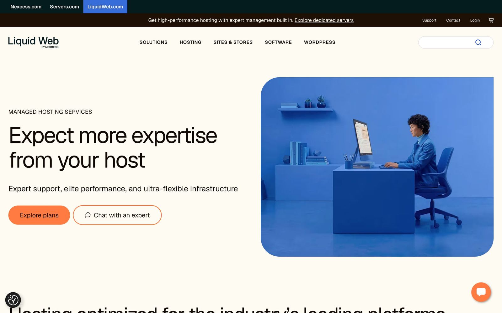 Nexcess website, homepage