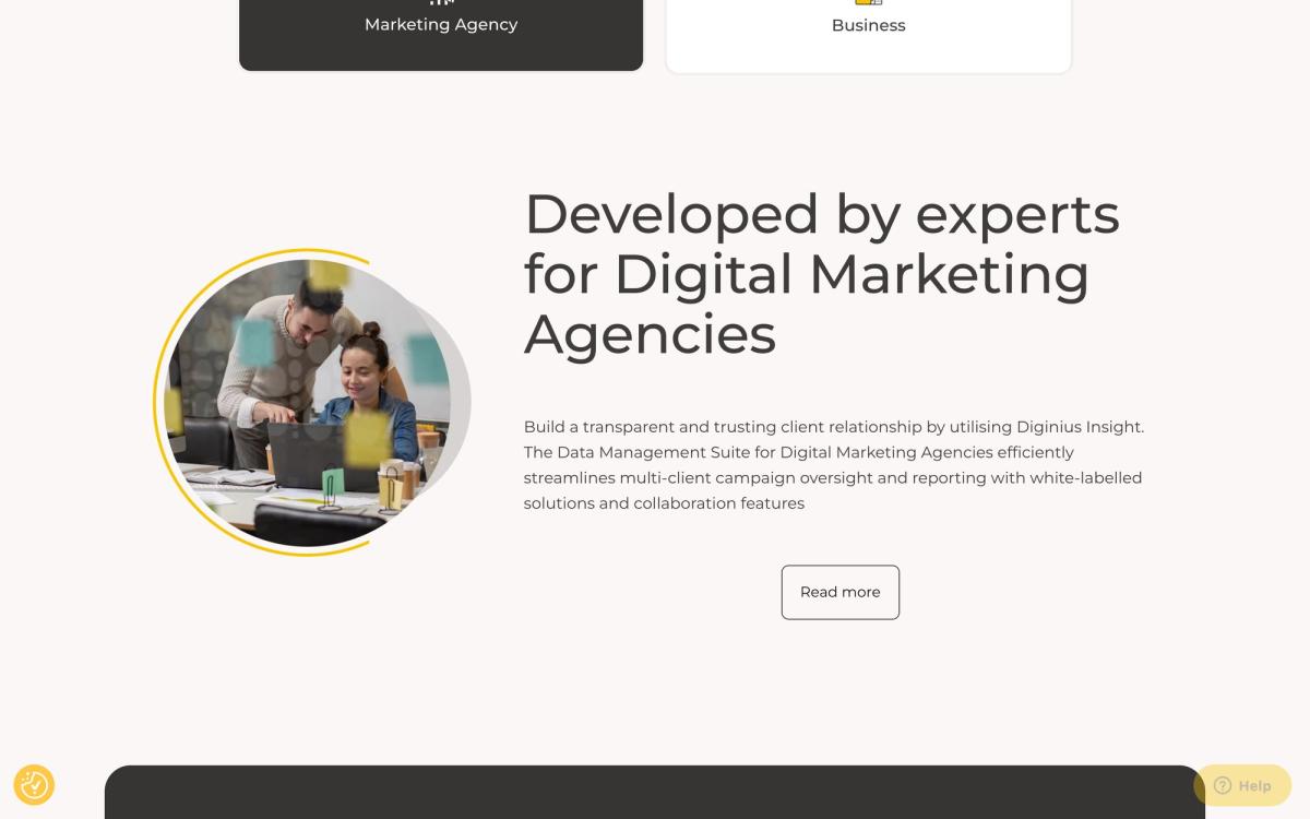 Diginius, product overview page screenshot