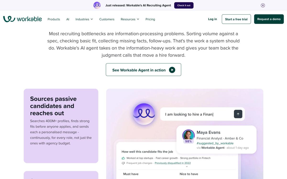 Workable, product overview page screenshot