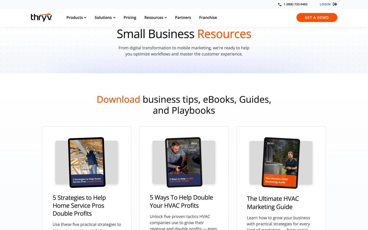 Thryv, templates page screenshot